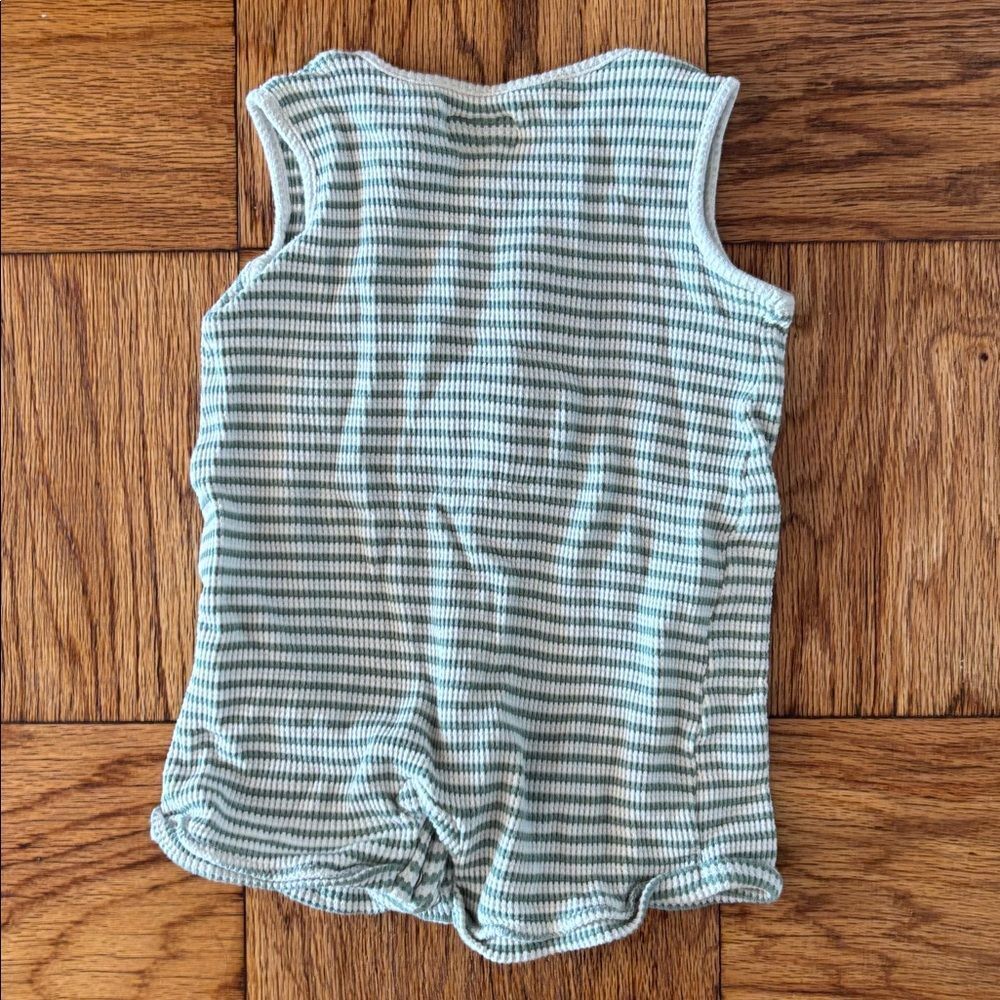 Carters Organic Cotton Green White Striped Sleeveless Baby Romper 24 months - Picture 5 of 5